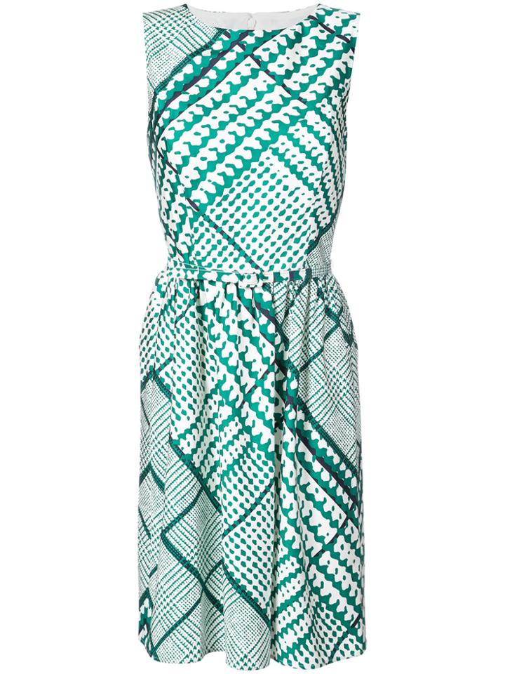 Oscar De La Renta Embroidered Flared Dress - Green