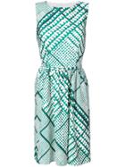 Oscar De La Renta Embroidered Flared Dress - Green