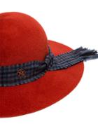 Maison Michel New Alice Scarf Detail Suede Hat - Orange