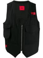 424 Logo Patch Zipped Waistcoat Jacket - Black