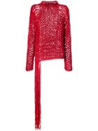 Isabel Benenato Fringed Knitted Sweater - Red