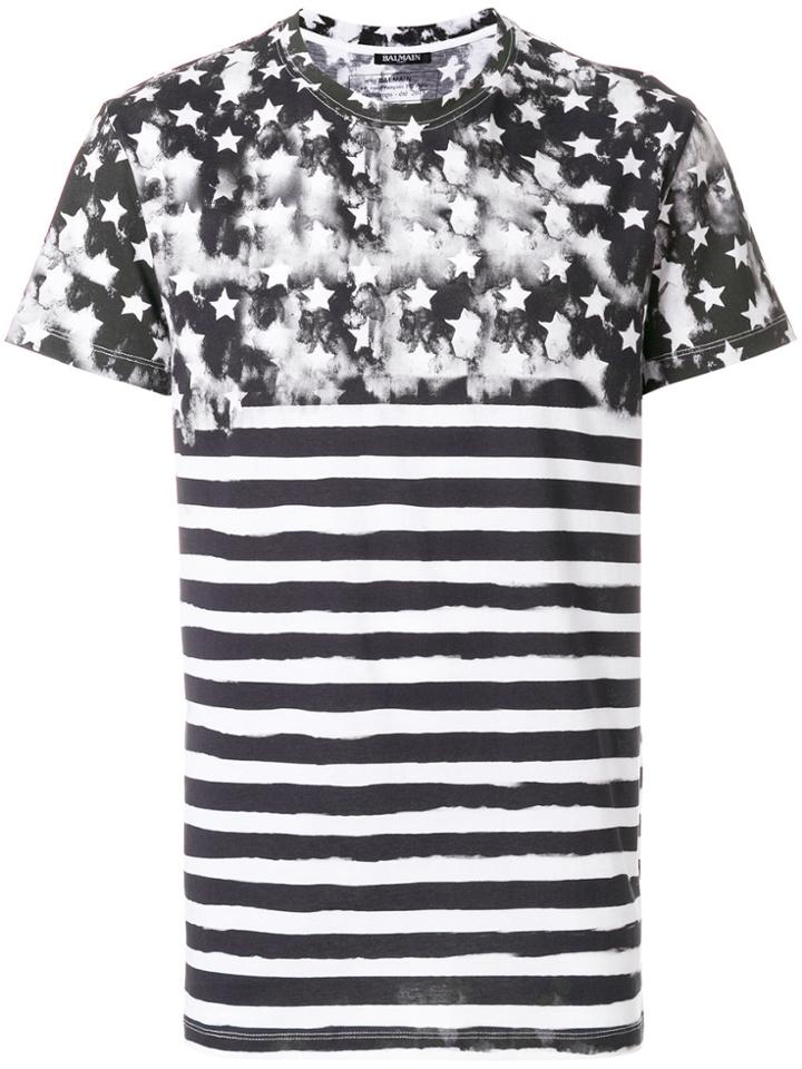 Balmain Stars And Stripes T-shirt - Black