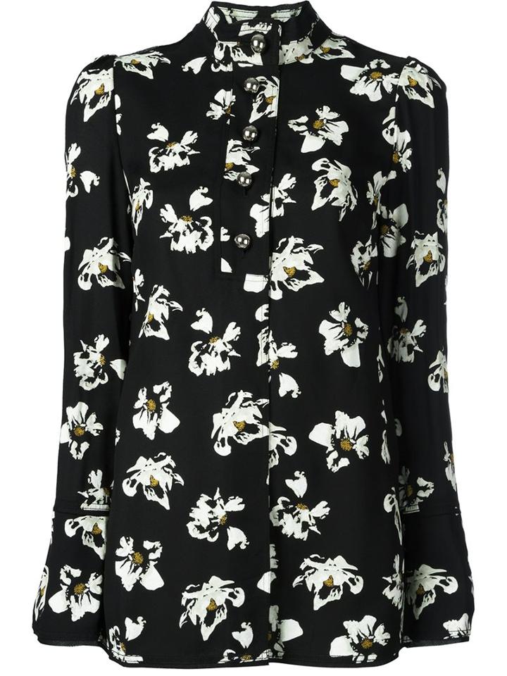 Proenza Schouler Flower Print Shirt, Women's, Size: 6, Black, Viscose