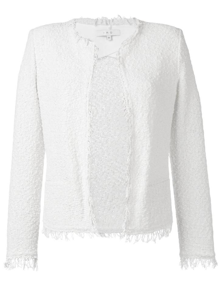 Iro - Frayed Edge Cropped Jacket - Women - Cotton/polyamide - 36, Women's, White, Cotton/polyamide
