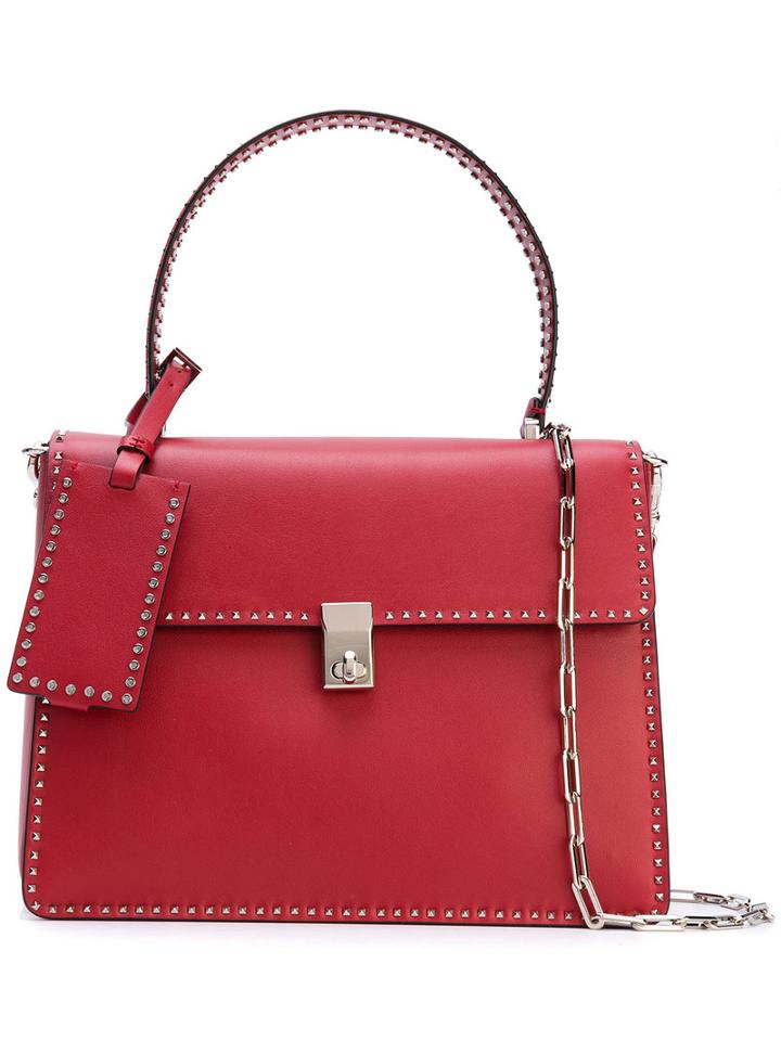 Valentino - Valentino Garavani Stud Stitching Tote - Women - Leather - One Size, Red, Leather