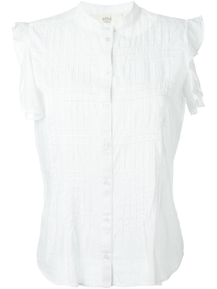 Vanessa Bruno Athé Flutter Sleeve Shirt, Women's, Size: 38, White, Cotton