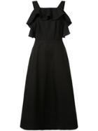 Goen.j Cross Ruffled Midi Dress - Black