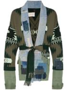 Alanui X Greg Lauren Denim And Cashmere Patch Cardigan - Green