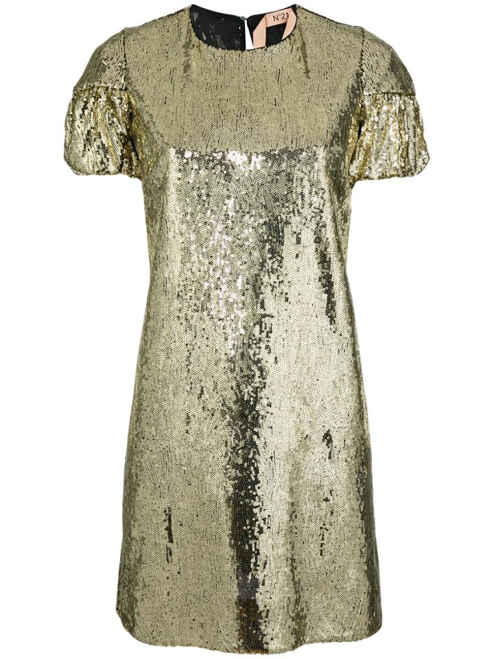 No21 Sequin Embellished T-shirt Dress - Yellow & Orange