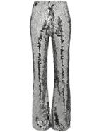 Filles A Papa Mid-rise Silver Sequin Embellished Flared Trousers -