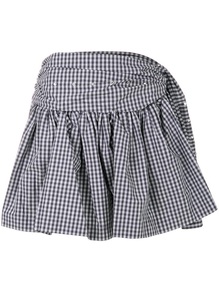 Jourden Gathered Gingham Skirt - Grey