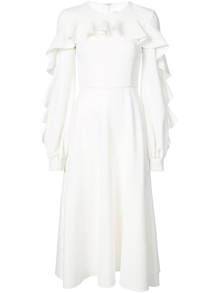 Christian Siriano Ruffle Detail Flared Dress - White