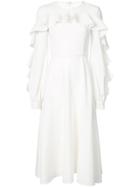 Christian Siriano Ruffle Detail Flared Dress - White