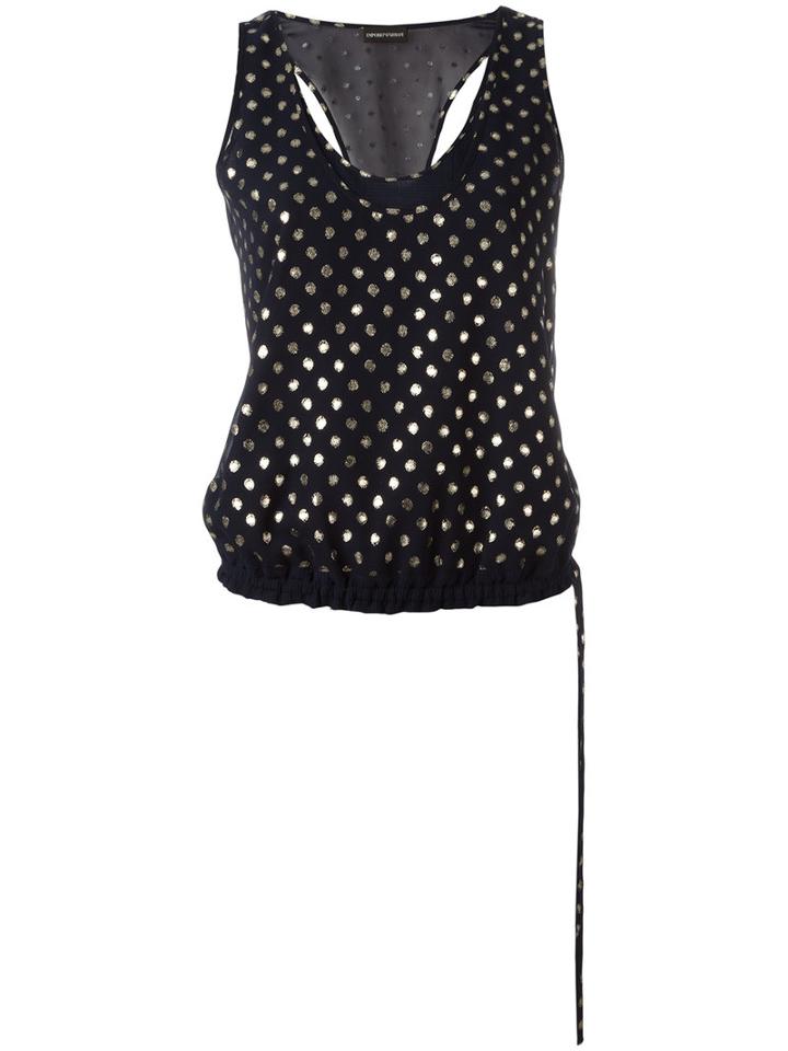 Emporio Armani Polka Dot Tank Top, Women's, Size: 42, Blue, Polyester/cotton/viscose
