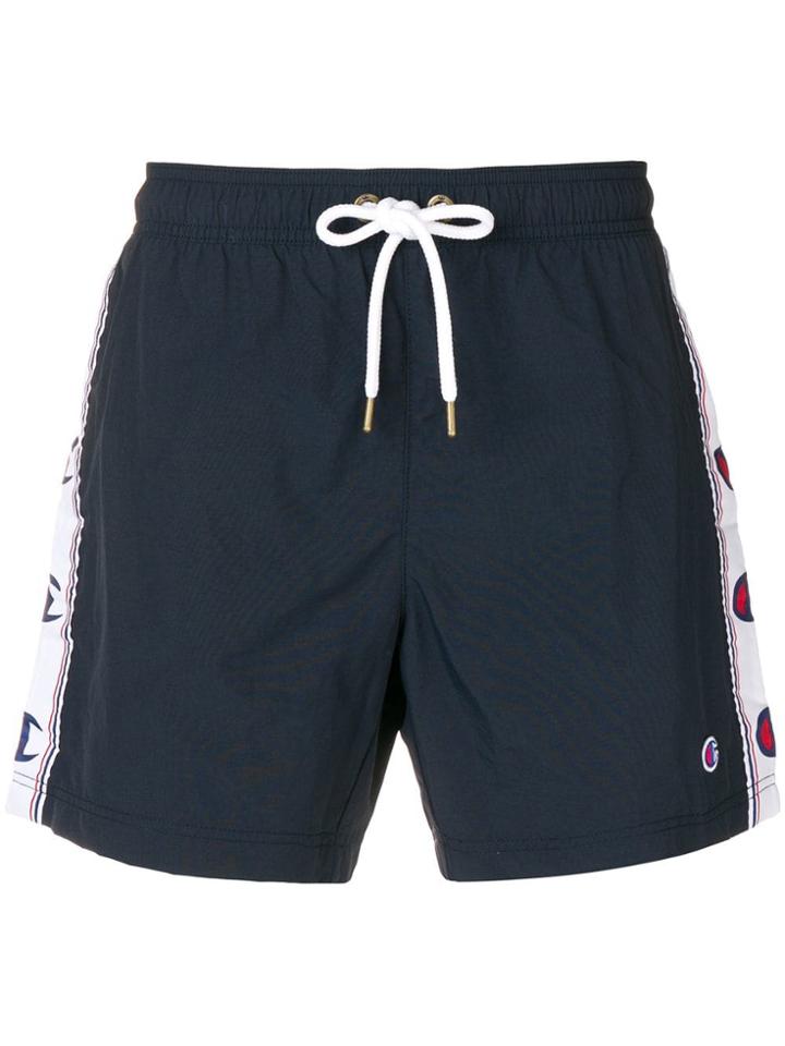 Champion Logo Stripe Swimming Shorts - Blue