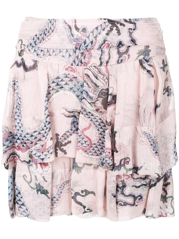 Isabel Marant Printed Frilled Skirt - Pink