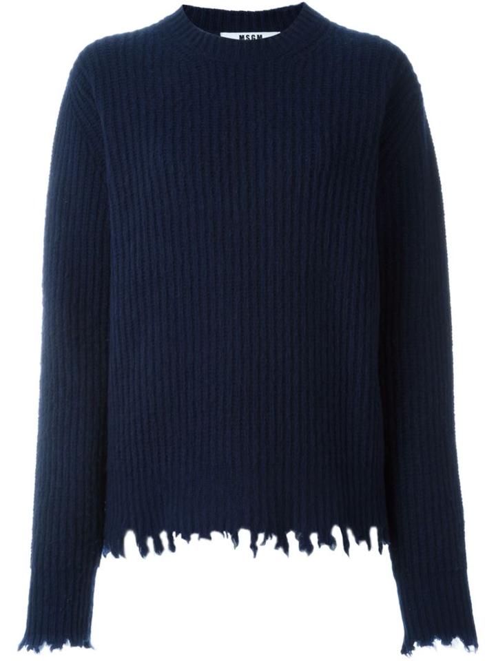 Msgm Ribbed Jumper, Women's, Size: Xs, Blue, Polyamide/wool