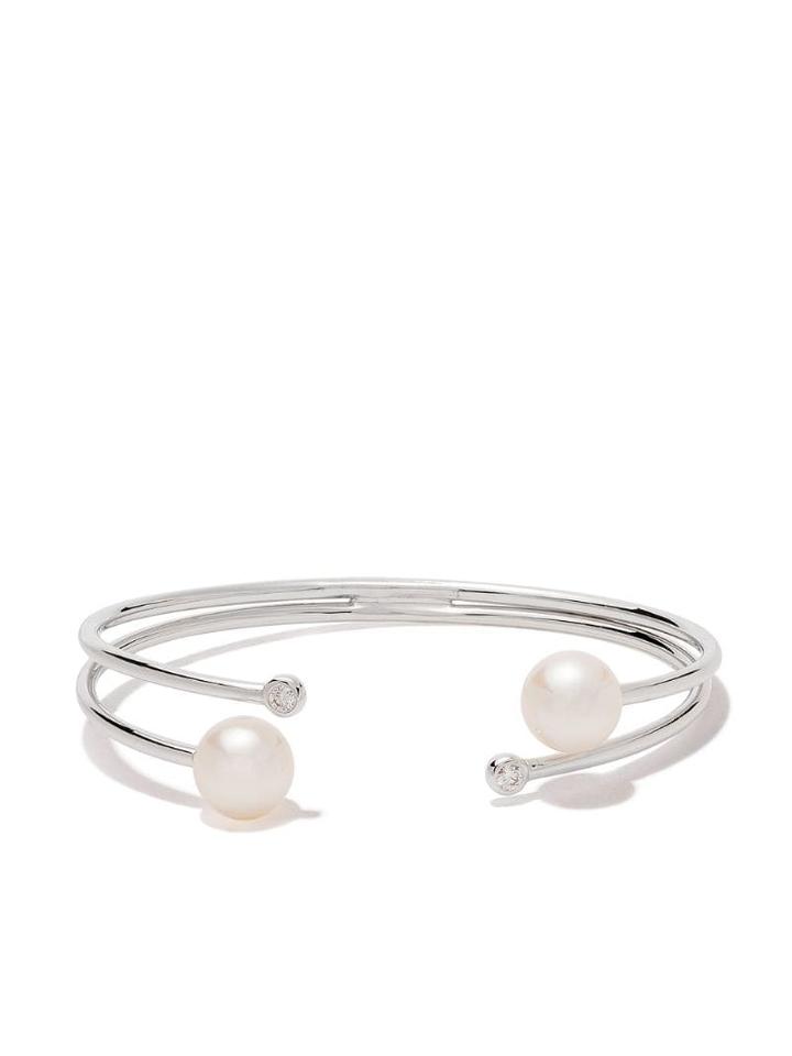 Yoko London 18kt White Gold Trend Diamond And Pearl Cuff - 7