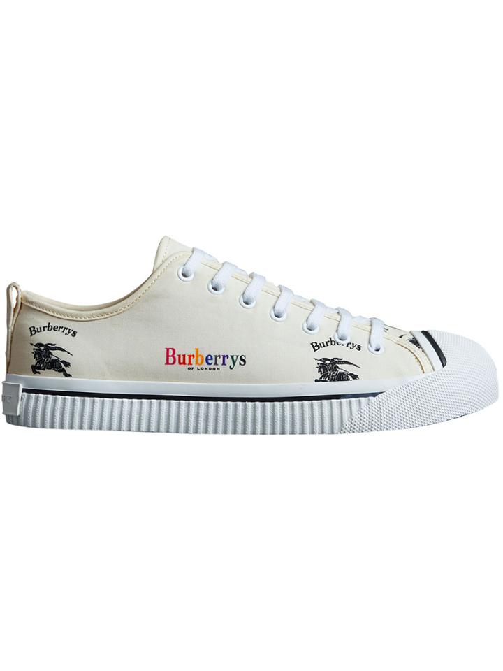 Burberry Archive Logo Cotton Gabardine Sneakers - White