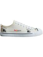 Burberry Archive Logo Cotton Gabardine Sneakers - White