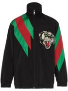Gucci Embroidered Contrast Stripe Logo Track Jacket - Black