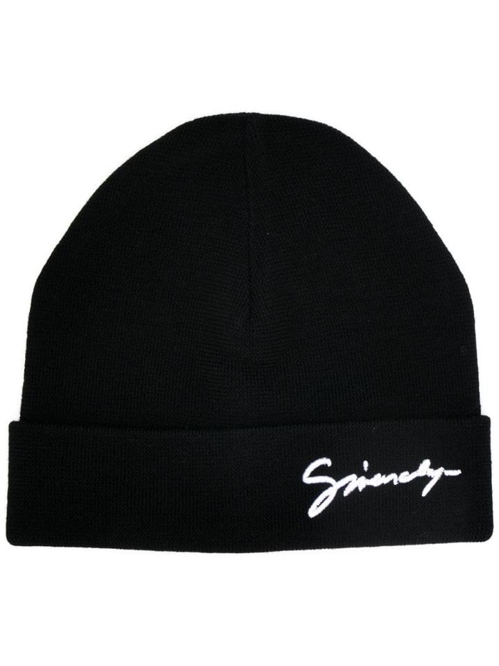 Givenchy Logo Embroidered Beanie - Black