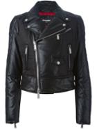 Dsquared2 Padded Biker Jacket, Women's, Size: 40, Black, Feather Down/lamb Skin/polyamide/polyurethane
