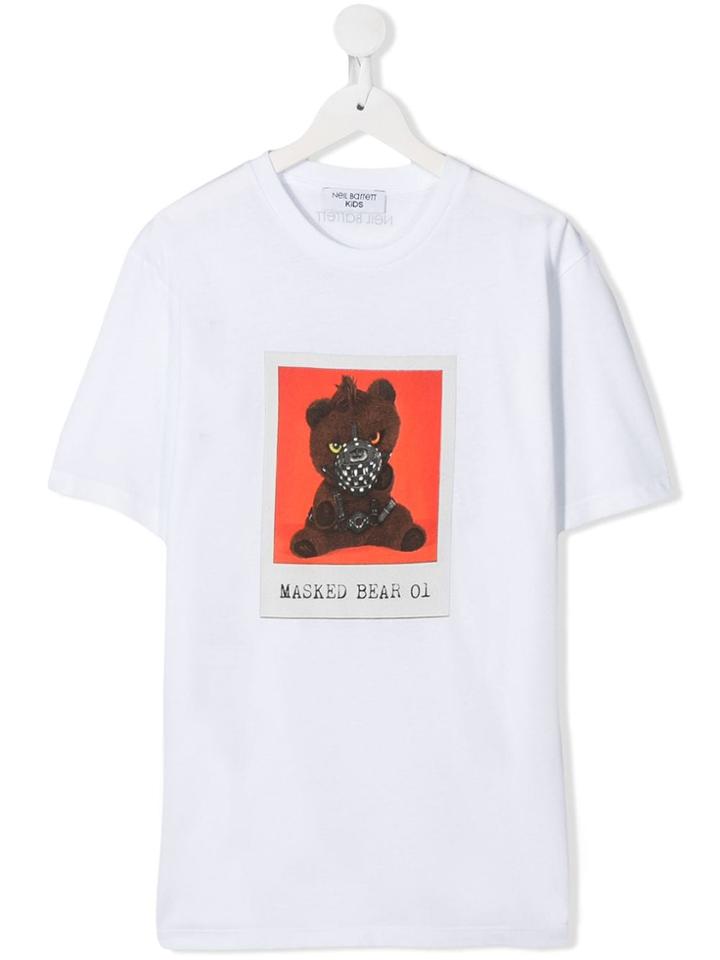 Neil Barrett Kids Masked Bear 01 T-shirt - White