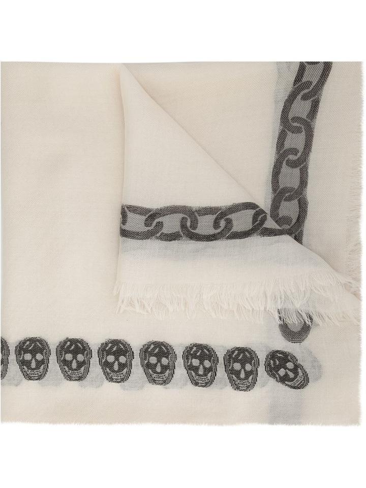 Alexander Mcqueen Macrame Skull Border Scarf