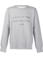 Visvim Quote Print Sweatshirt, Men's, Size: 2, Grey, Cotton/rayon