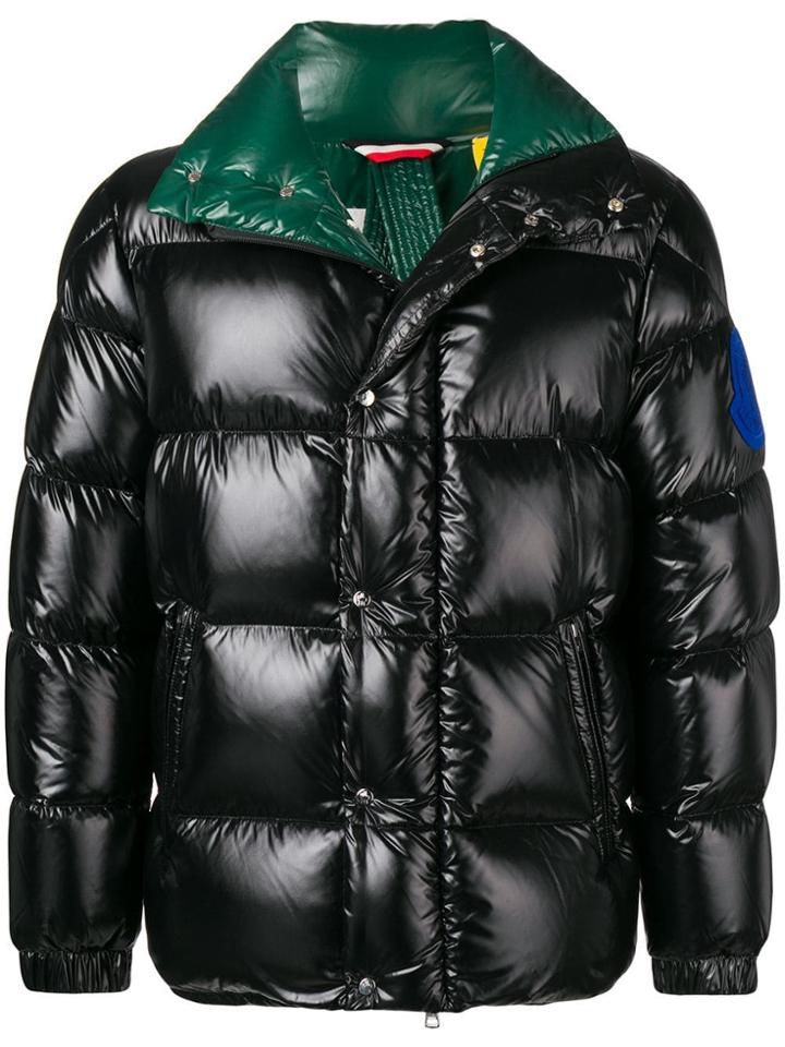 Moncler Contrast Zipped Coat - Black