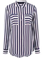 Equipment Striped Pocket Shirt, Women's, Size: Xs, White, Silk