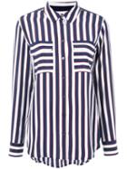 Equipment Striped Pocket Shirt, Women's, Size: Xs, White, Silk
