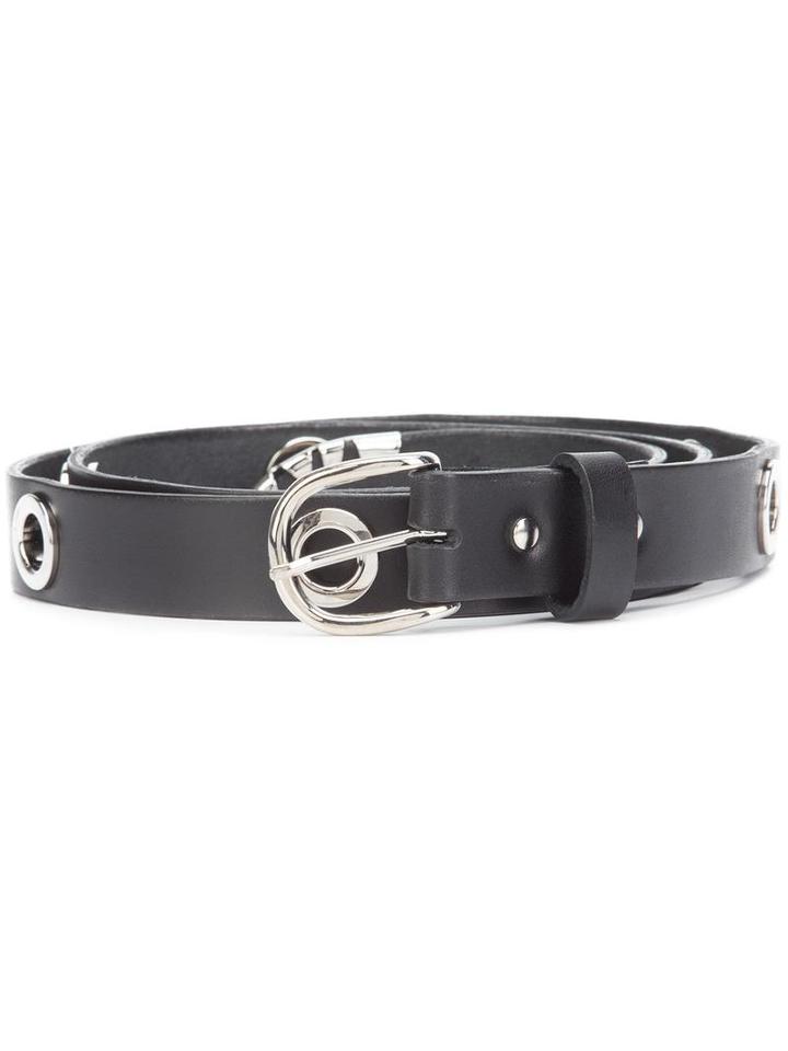 Julien David Eyelet Embellished Belt, Women's, Black, Leather/metal