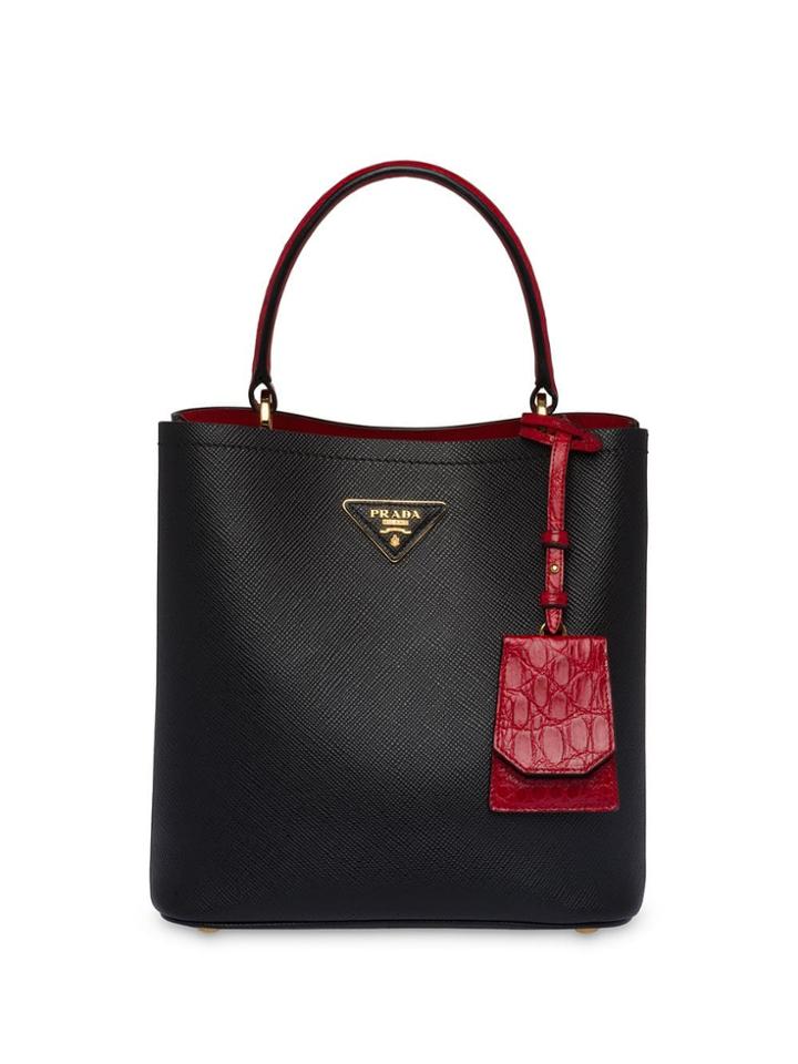 Prada Prada Double Crocodile And Leather Bag - Black