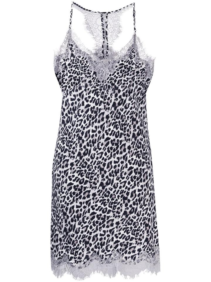Gold Hawk Leopard Print Slip Mini Dress - Grey