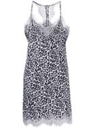Gold Hawk Leopard Print Slip Mini Dress - Grey
