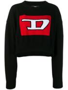 Diesel Cropped Pullover With 3d Intarsia - Black