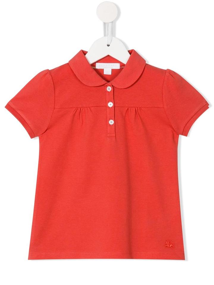 Burberry Kids Short Sleeve Polo Shirt, Girl's, Size: 7 Yrs, Yellow/orange