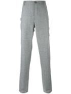 Brunello Cucinelli Houndstooth Straight Leg Trousers, Men's, Size: 52, Grey, Wool/viscose/cotton
