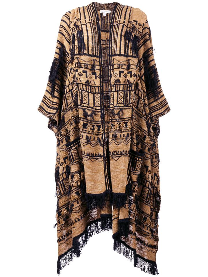 Etro Embroidered Scarf Cape - Brown