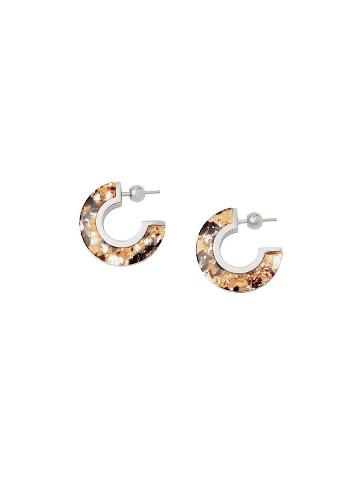 Burberry Marbled Resin Palladium-plated Hoop Earrings - Metallic