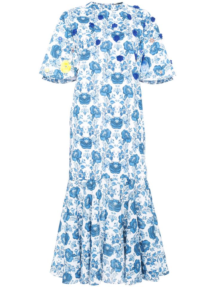 All Things Mochi Floral Print Midi Dress - Blue