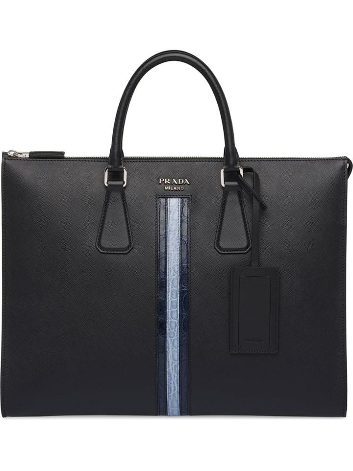 Prada Logo Briefcase - Black