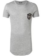 Balmain Beaded Patch Ribbed T-shirt - Grey