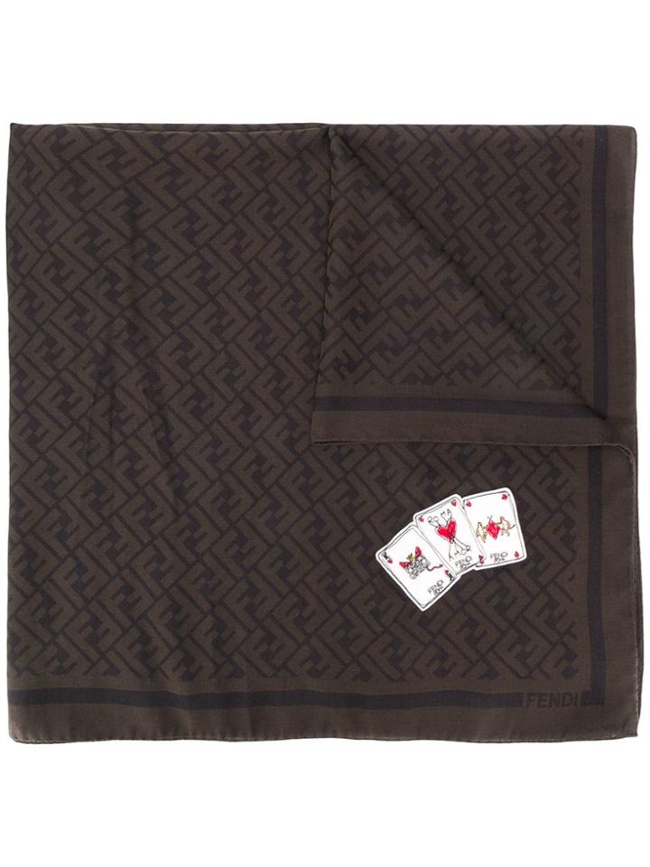 Fendi Printed Playing Cards Scarf - Brown