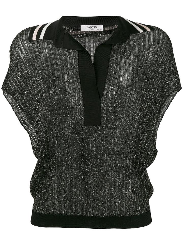 Lanvin - Short Sleeve Knitted Blouse - Women - Polyester/spandex/elastane/viscose - One Size, Black, Polyester/spandex/elastane/viscose
