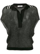 Lanvin - Short Sleeve Knitted Blouse - Women - Polyester/spandex/elastane/viscose - One Size, Black, Polyester/spandex/elastane/viscose