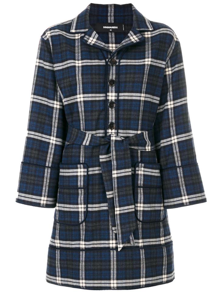 Dsquared2 Tartan Pattern Shirt Dress - Blue
