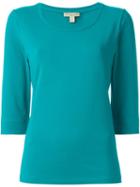 Burberry Brit House Check Cuffs T-shirt, Women's, Size: Xl, Blue, Cotton/spandex/elastane